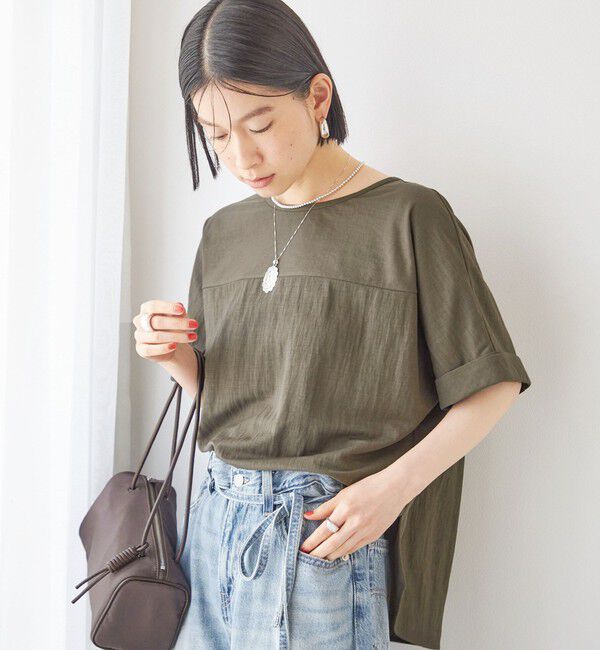 SHIPS for women「【実力派ベーシック】〈手洗い可能〉レーヨン ナイロン ドルマン 半袖 プルオーバー」|Tシャツ・カットソー|