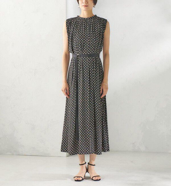 SHIPS for women「〈手洗い可能〉プリント カッセン ノースリーブ ワンピース」|ワンピース|