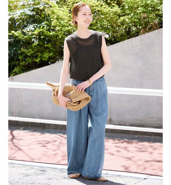 SLOBE IENA「《WEB限定/3サイズ展開/追加5》LEDENIM TUCK TROUSERデニム」|デニム|