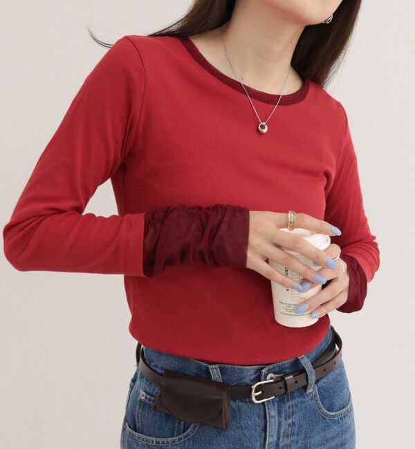 fredy emue「レイヤードスリーブロンTシャツ」|Tシャツ・カットソー|レッド