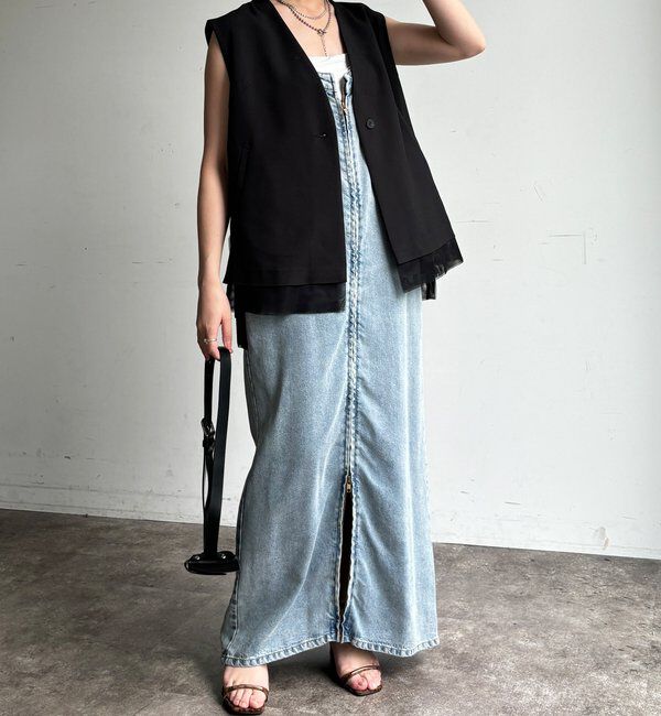  「【WEB限定/セット着用可能】裾チュールベスト」|ベスト・ジレ|