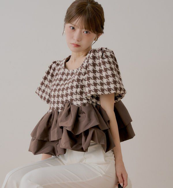  「【SALON  by Chico】パフスリーブ裾バルーンブラウス」|シャツ・ブラウス|