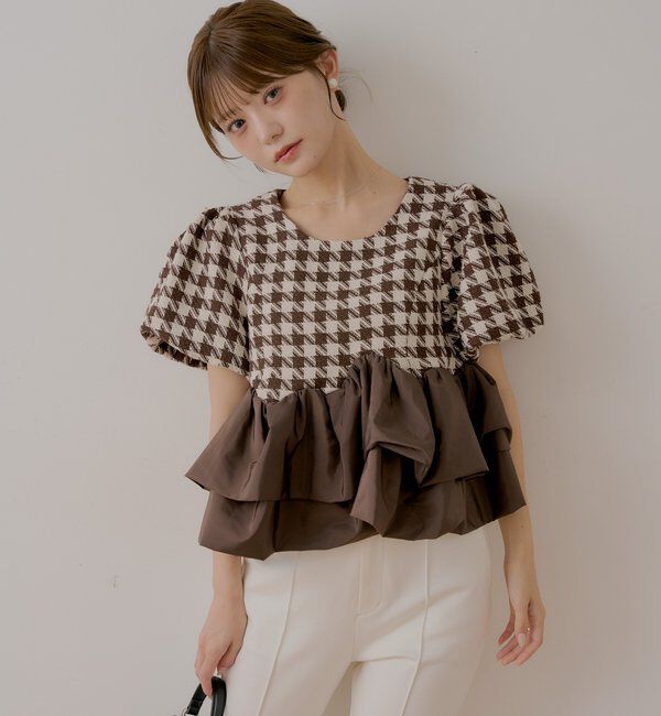  「【SALON  by Chico】パフスリーブ裾バルーンブラウス」|シャツ・ブラウス|