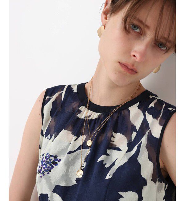 allureville「BIG FLOWER シアードレス」|ワンピース|ネイビー