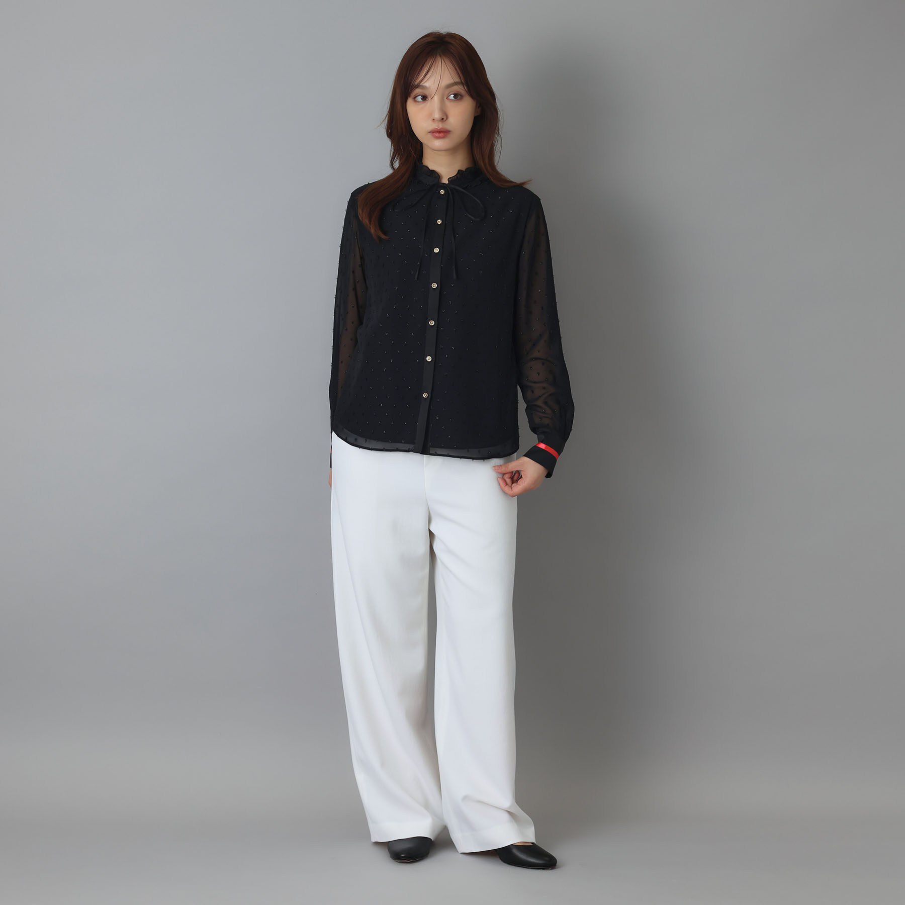 DRESSTERIOR「【上品見え】フィルムドット ボウタイブラウス」|シャツ・ブラウス|
