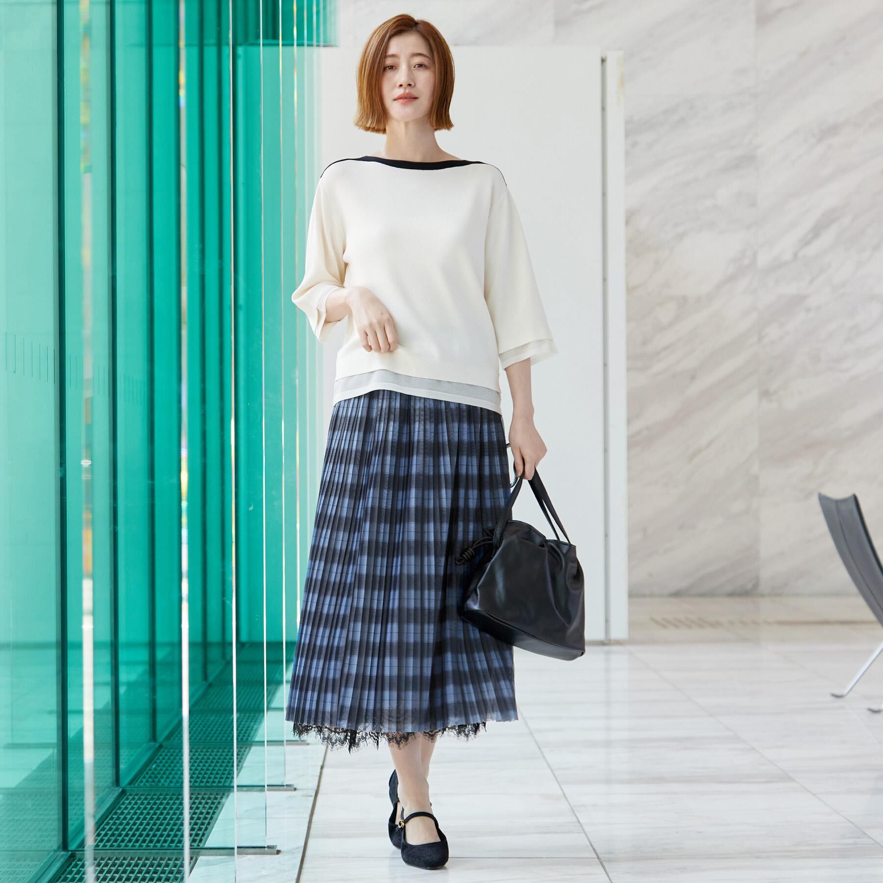 grove「【着回し◎・大人フェミニン】リバーシブルチュールプリーツスカート」|スカート|