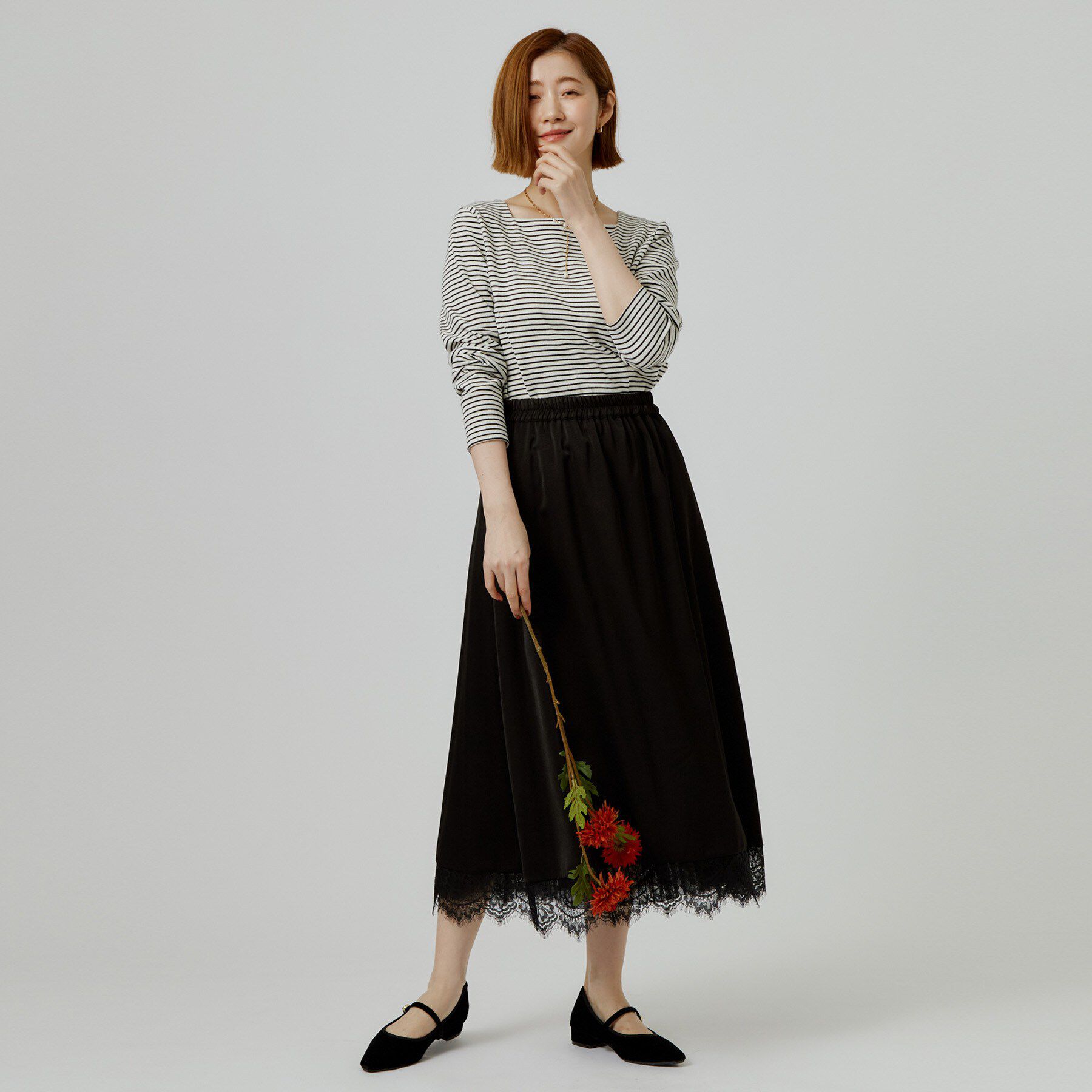 grove「【着回し◎・大人フェミニン】リバーシブルチュールプリーツスカート」|スカート|