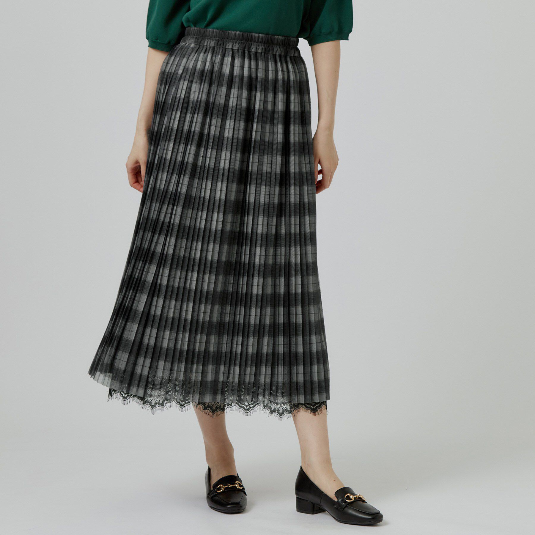grove「【着回し◎・大人フェミニン】リバーシブルチュールプリーツスカート」|スカート|