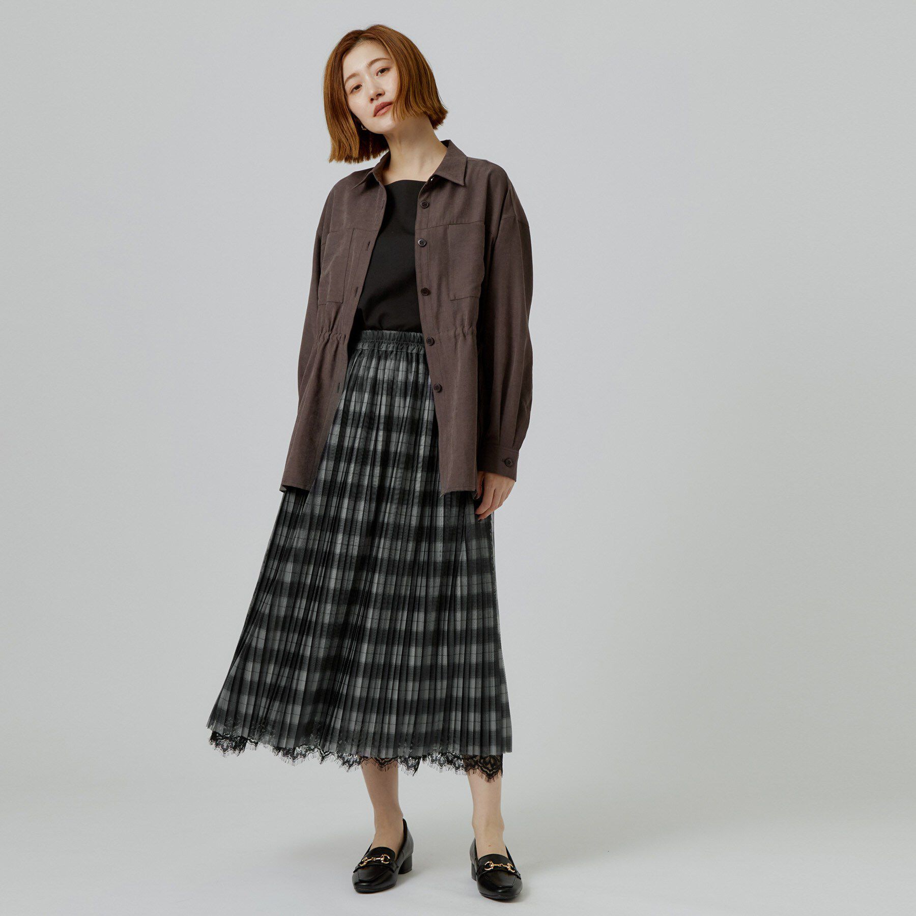 grove「【着回し◎・大人フェミニン】リバーシブルチュールプリーツスカート」|スカート|