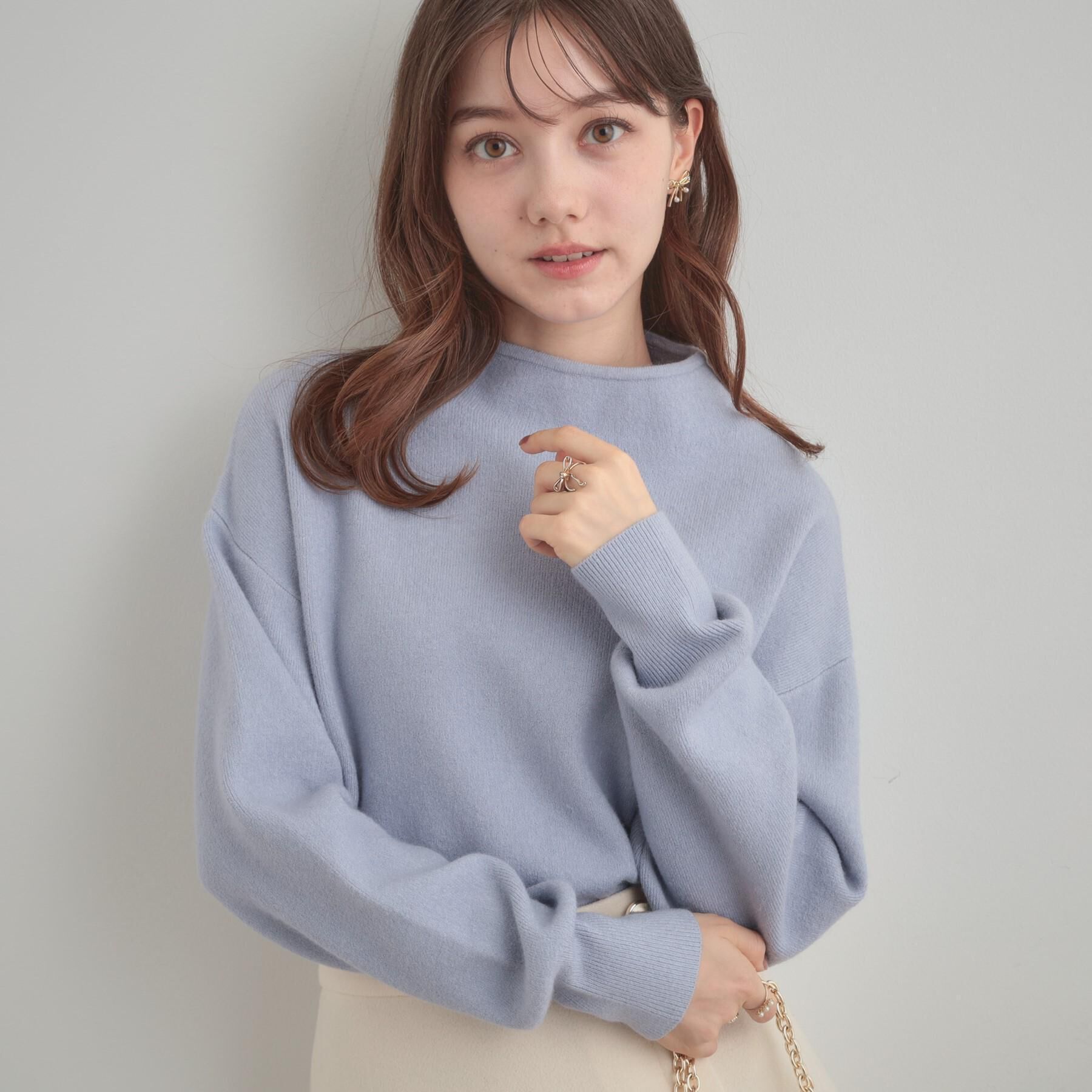 Couture broach「【ゆるふわ・通勤】リッシュアンゴラ バックパール調ニット」|ニット・セーター|ブルー(091)