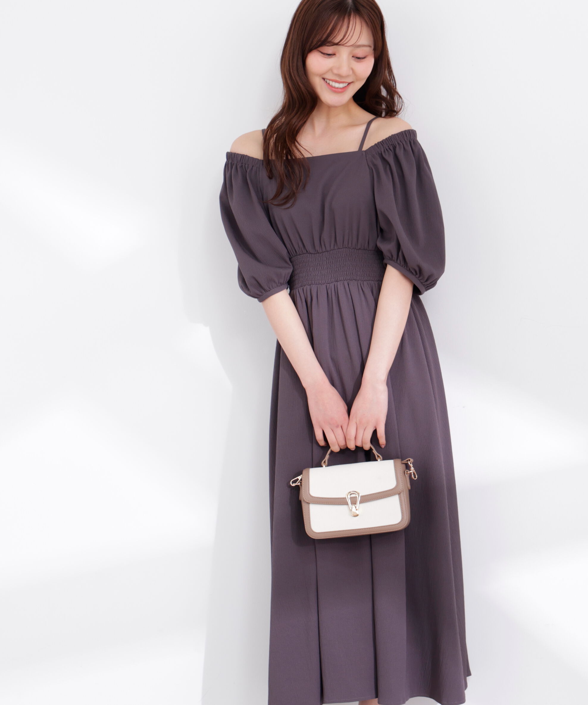 PROPORTION BODY DRESSING「2wayパフスリーブワンピース 26SS」|ワンピース|チャコール2