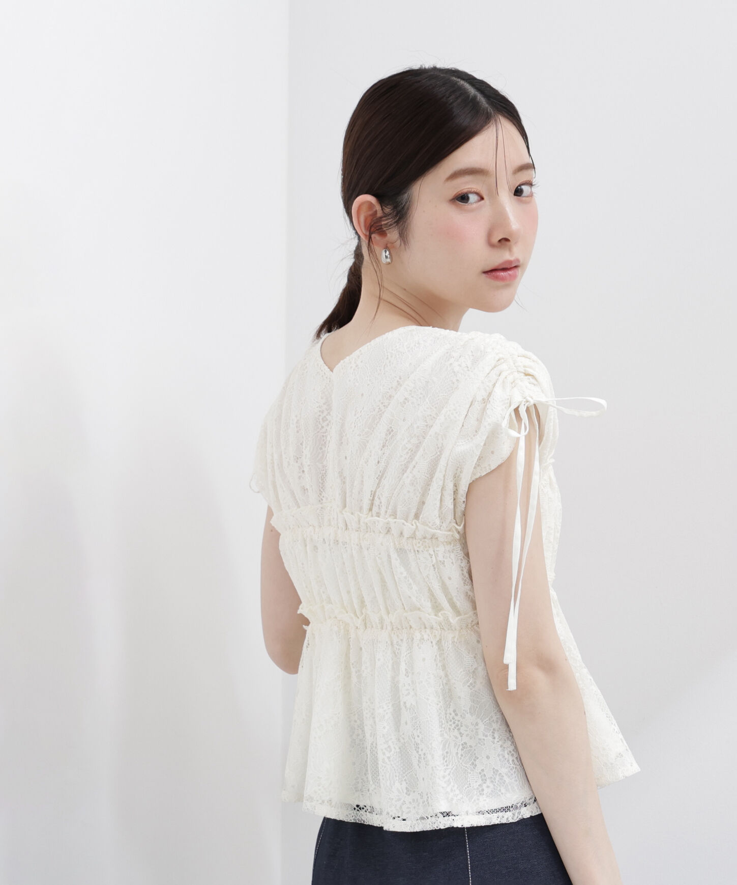 PROPORTION BODY DRESSING「レースギャザーブラウス」|シャツ・ブラウス|