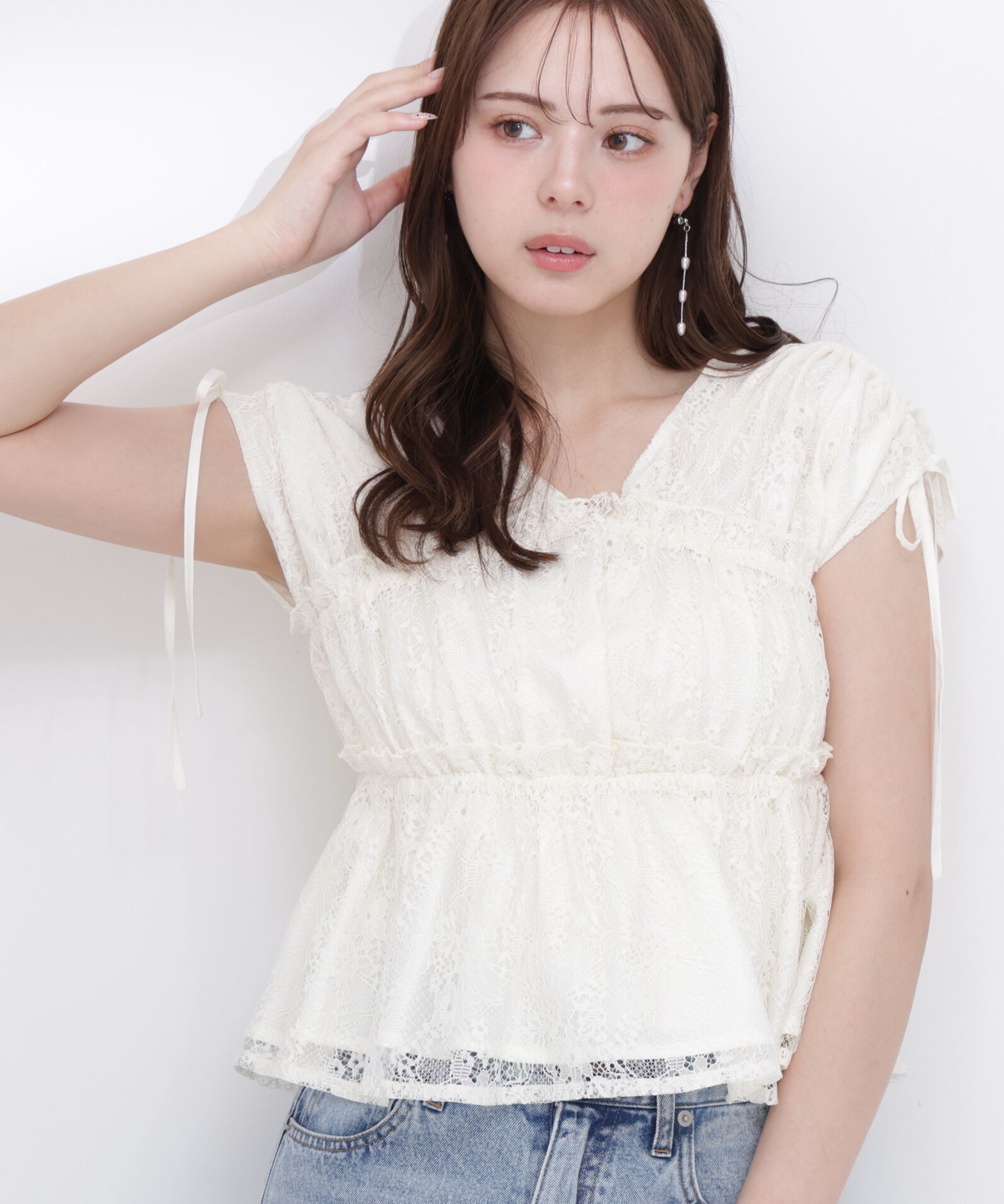 PROPORTION BODY DRESSING「レースギャザーブラウス」|シャツ・ブラウス|