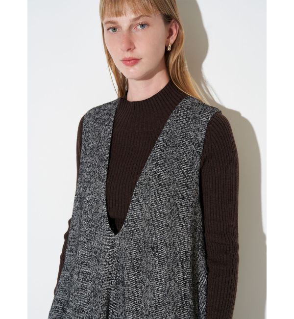 ELENDEEK「TWEED DEEP V NECK OP」|ワンピース|