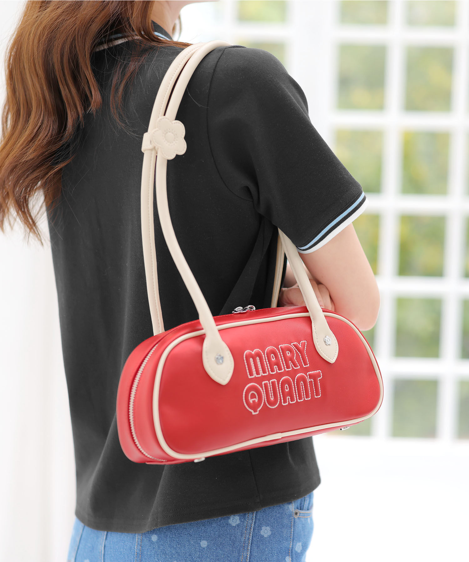MARY QUANT「デイジーパッチムーヴ ミニトート」|ハンドバッグ|レッド