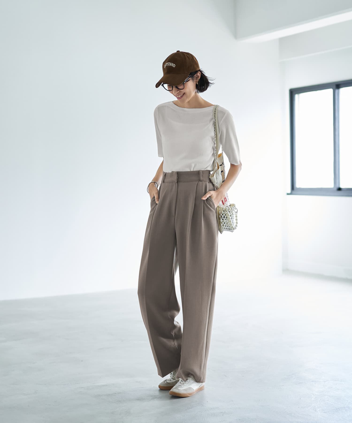 STYLE DELI「サラッとした５分袖ボートネックニットB」|ニット・セーター|