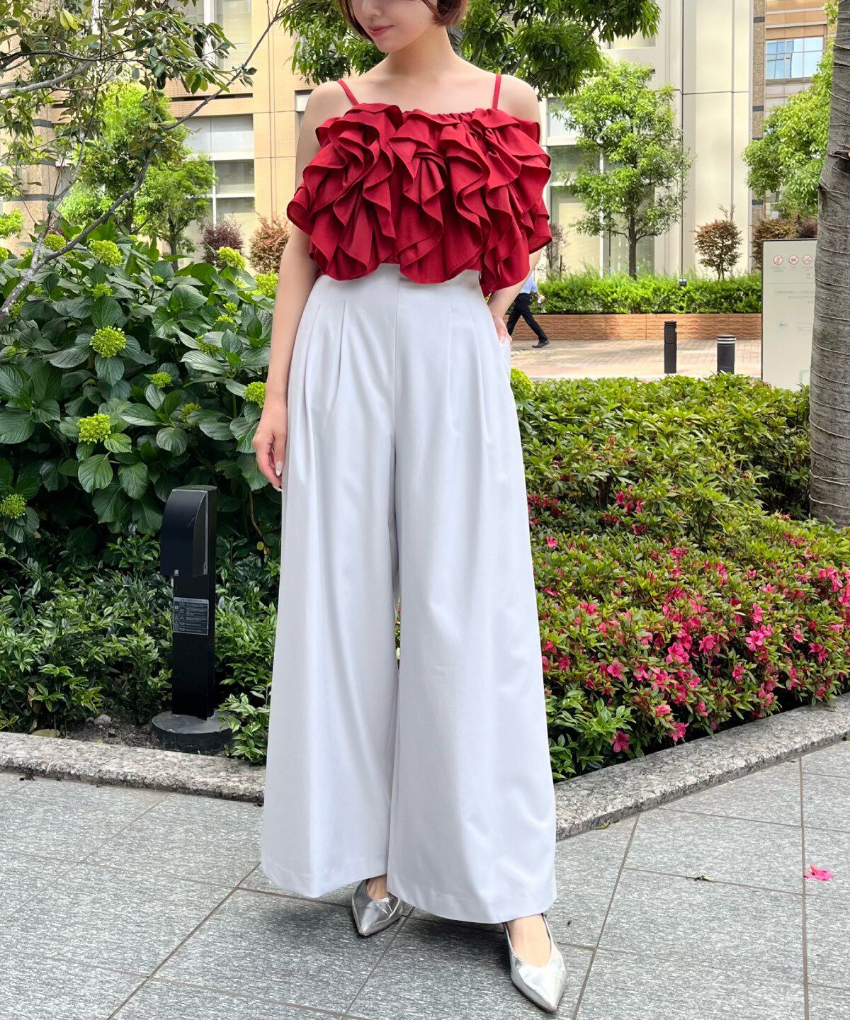アンドクチュール「サスペ付きワイドパンツ」|その他|ライトグレー