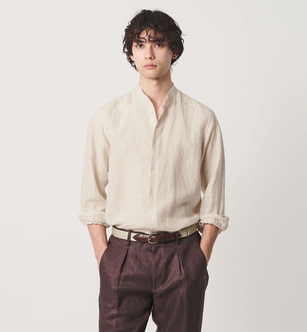 UNITED ARROWS「LIBECO リネン バンドカラー シャツ」|シャツ・ブラウス|