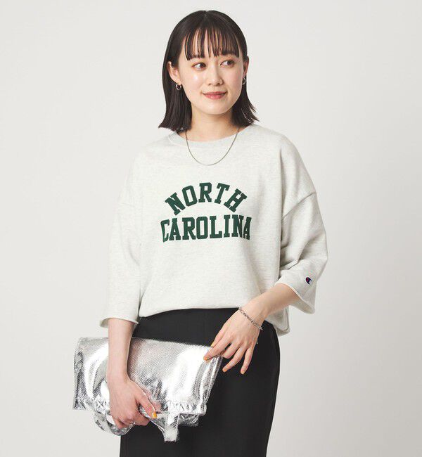 UNITED ARROWS green label relaxing「【別注】＜Champion＞6分袖 プリント スウェット プルオーバー」|Tシャツ・カットソー|NATURAL