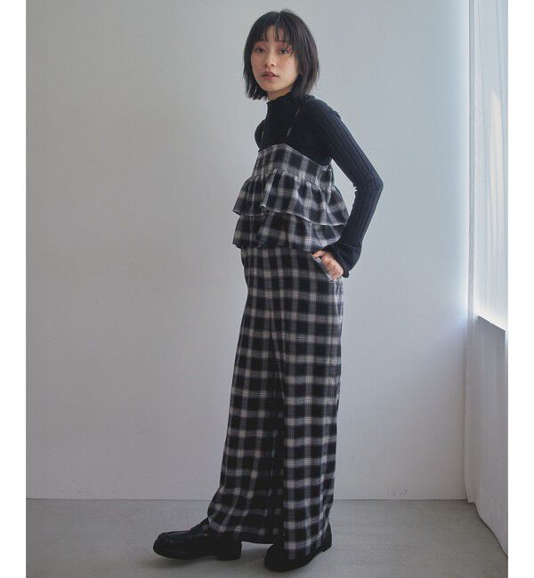 EMMEL REFINES「＜EMMEL REFINES＞EM オンブレーチェック ティアード サロペット」|ワンピース|