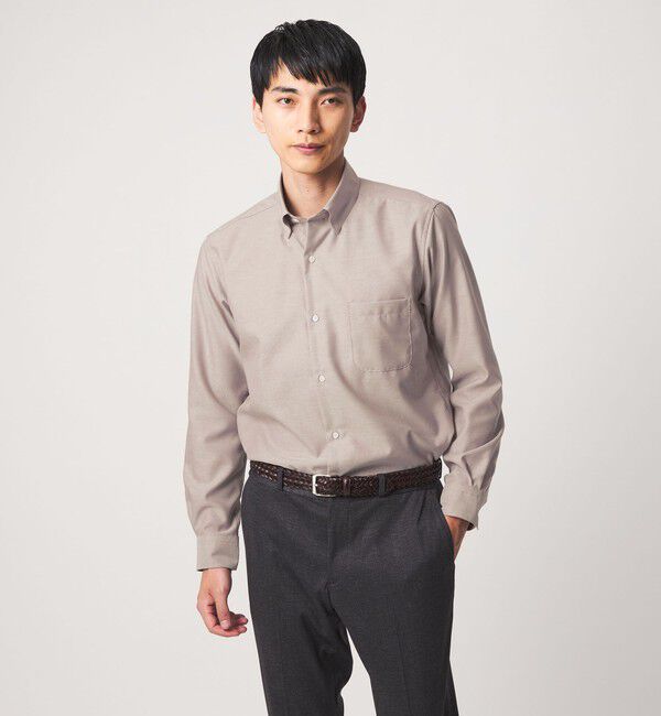 UNITED ARROWS green label relaxing「エブリット コットンオックス ソリッド スナップ ボタンダウン シャツ -イージーアイロン-」|シャツ・ブラウス|BEIGE