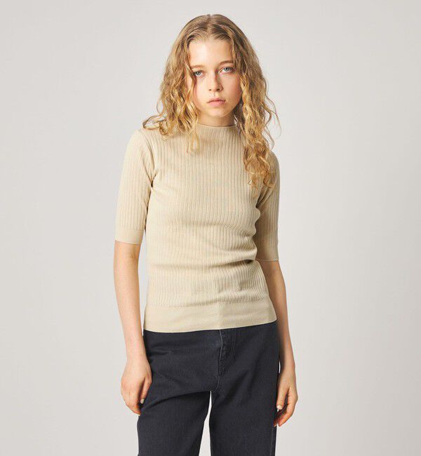 STEVEN ALAN「＜Steven Alan＞ボトルネック ハーフスリーブ ニット」|ニット・セーター|NATURAL