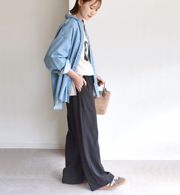 SHIPS for women「〈UVカット/防シワ加工〉梳毛調 ストレッチ ドロスト パンツ」|その他|