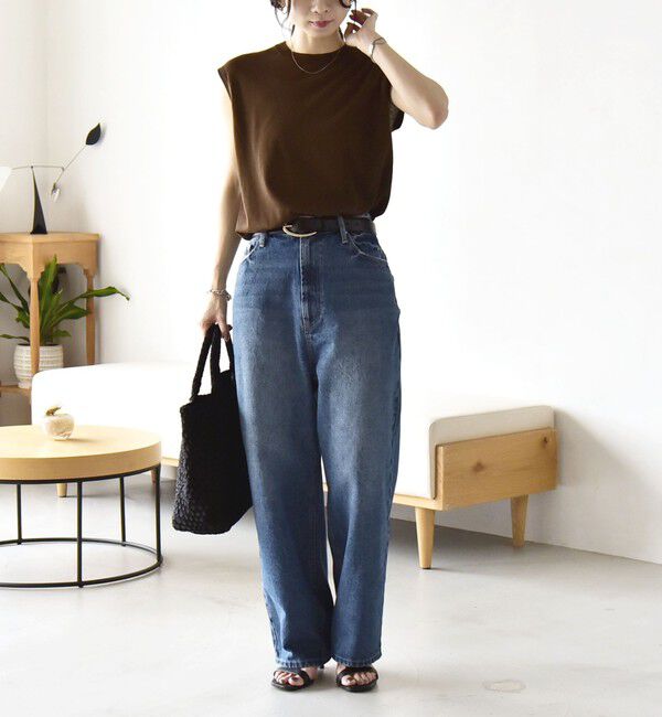 quaranciel「quaranciel:〈洗濯機可能〉ハイライズ ルーズ ワイド デニム パンツ」|デニム|