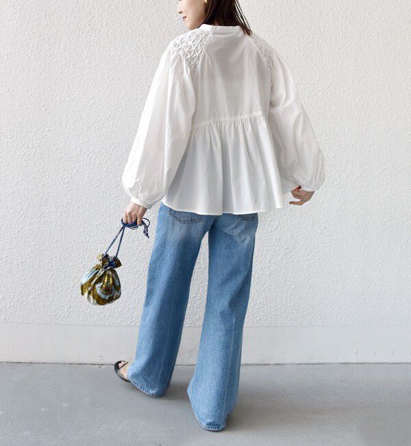 SHIPS for women「【WEB限定】〈手洗い可能〉ショルダー 刺繍 タック ブラウス」|シャツ・ブラウス|