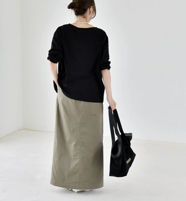 quaranciel「quaranciel:〈手洗い可能〉シアー コットン ボートネック ルーズ ロンTEE」|Tシャツ・カットソー|