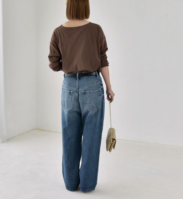 quaranciel「quaranciel:〈手洗い可能〉シアー コットン ボートネック ルーズ ロンTEE」|Tシャツ・カットソー|