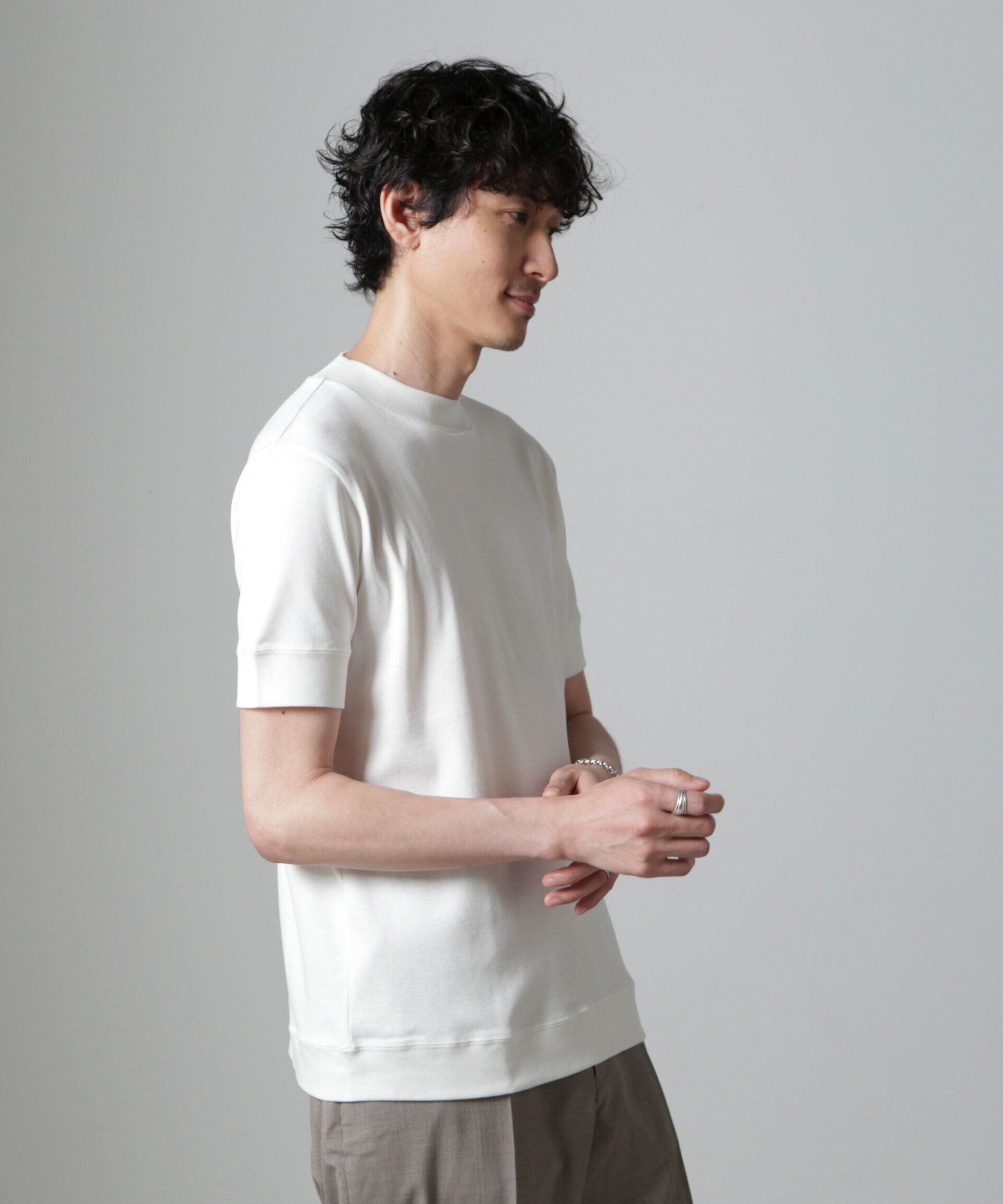 NANO universe「「FORMAL JERSEY」モックネックカットソー半袖」|Tシャツ・カットソー|