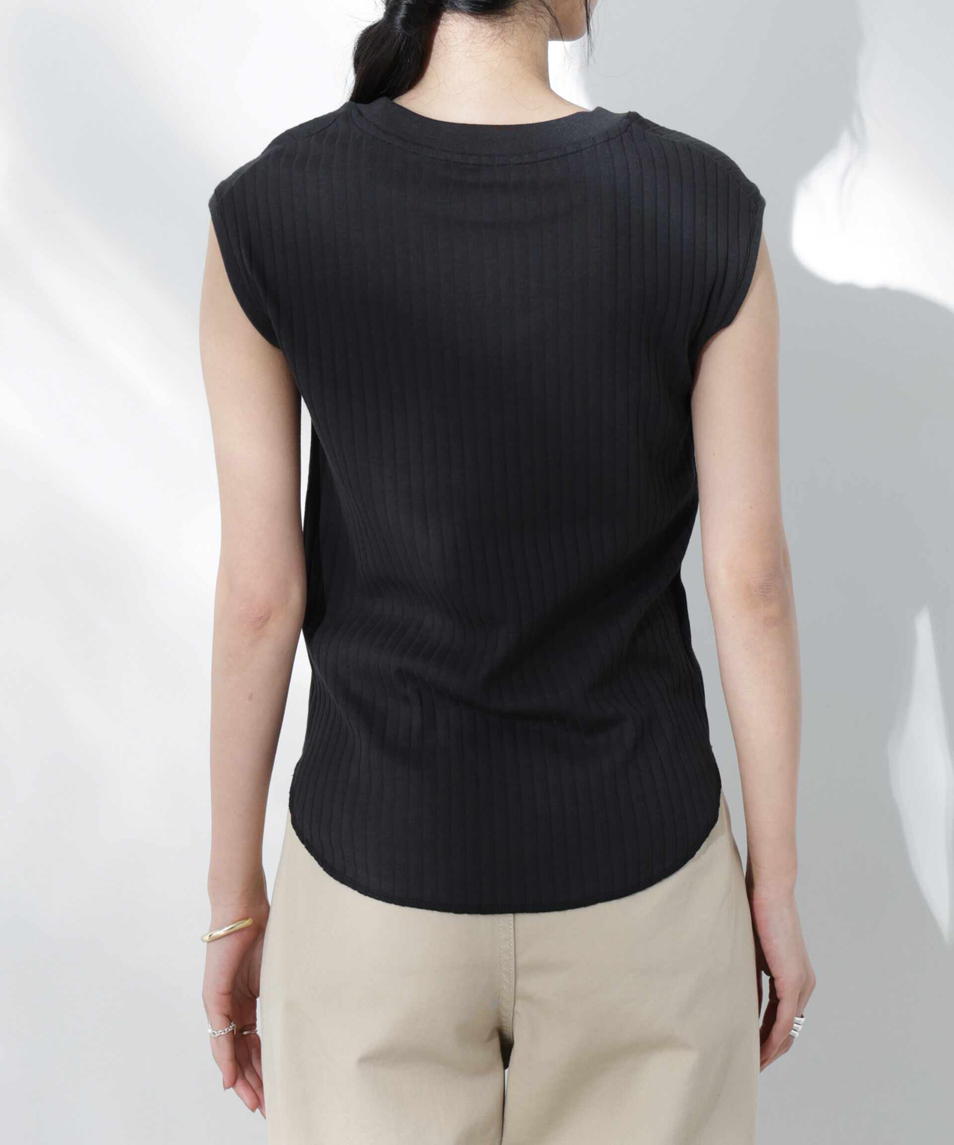 NANO universe「Anti Soaked(R) 汗染み防止リブノースリーブTシャツ（セットアップ可）」|Tシャツ・カットソー|