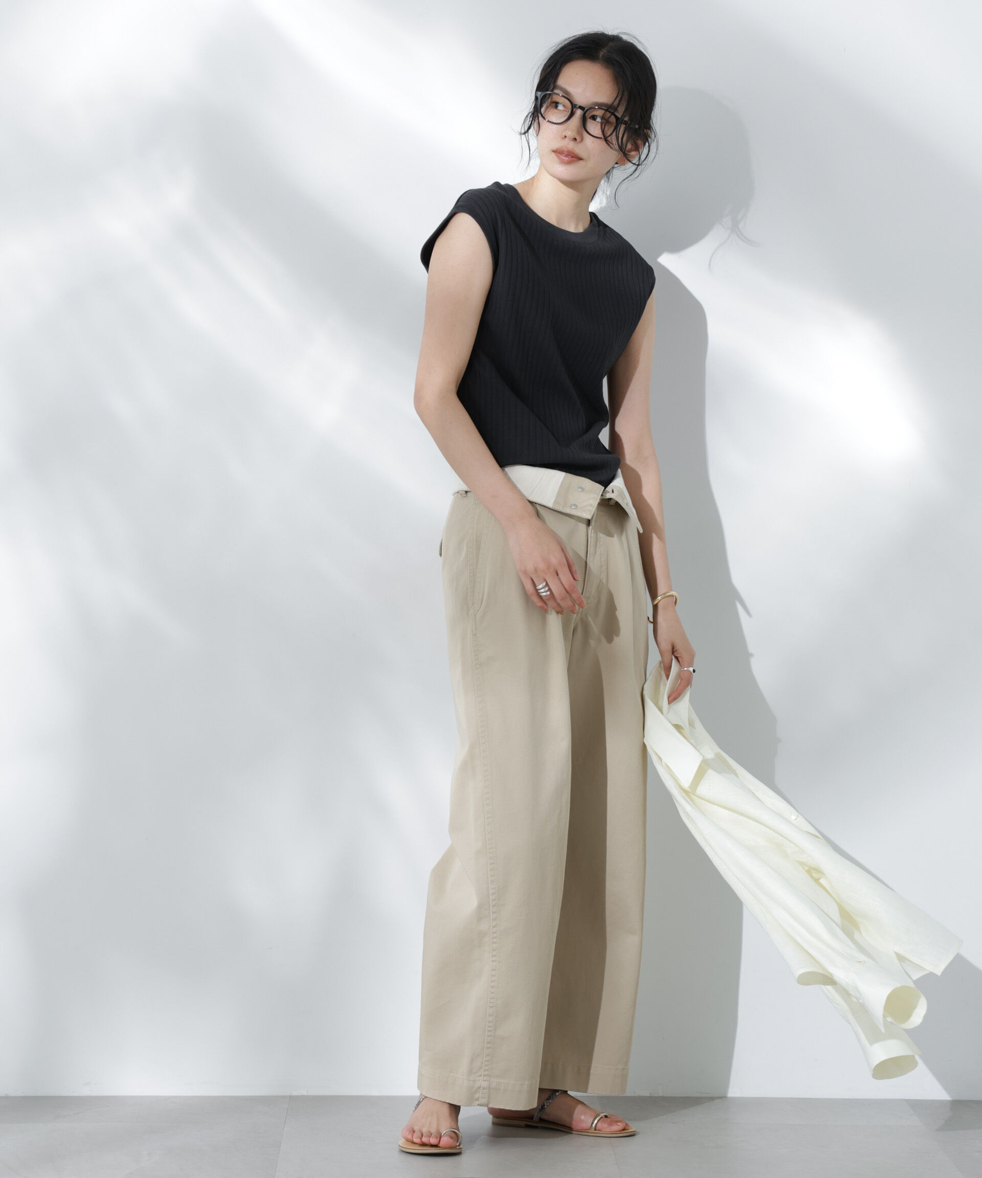 NANO universe「Anti Soaked(R) 汗染み防止リブノースリーブTシャツ（セットアップ可）」|Tシャツ・カットソー|