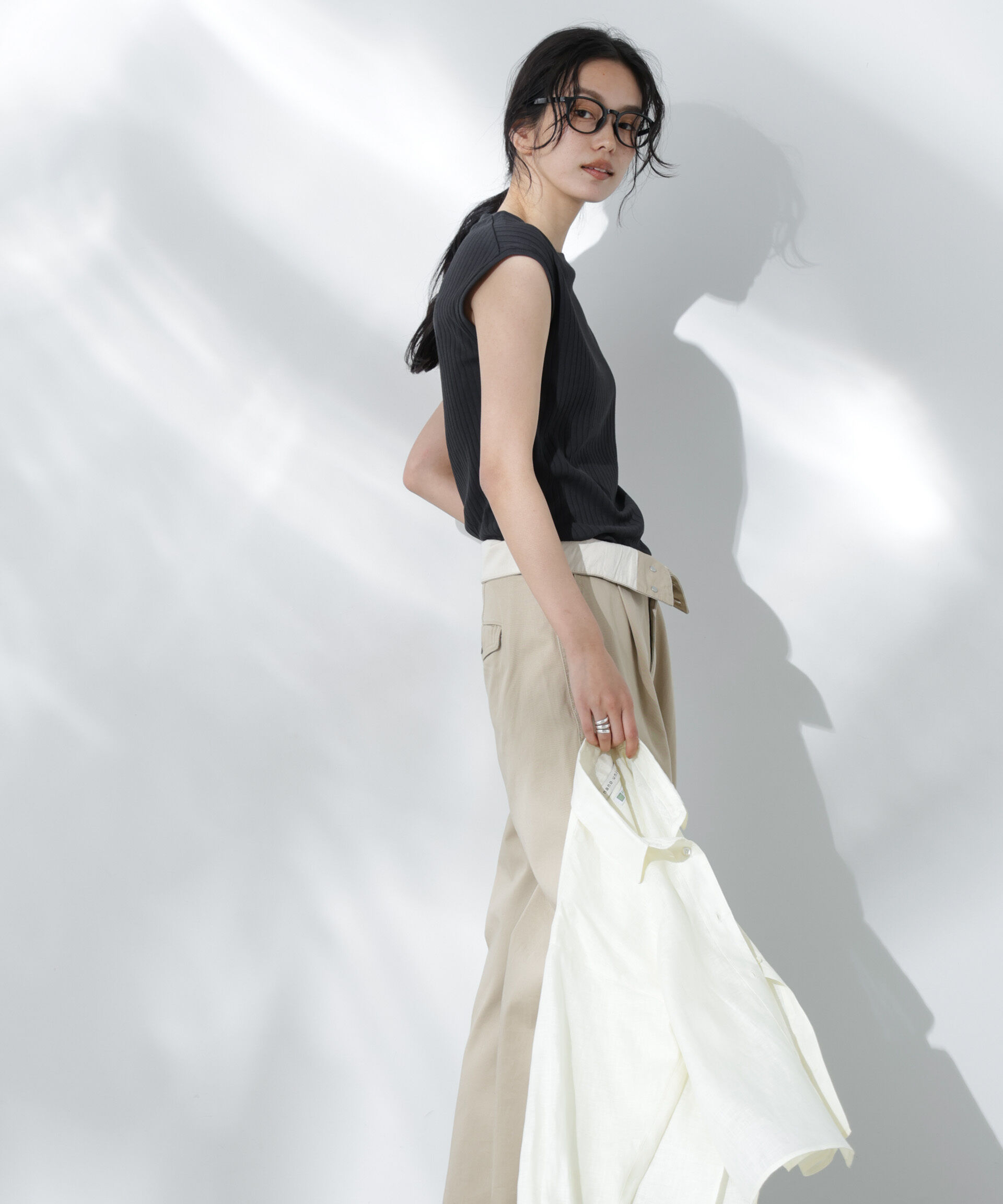 NANO universe「Anti Soaked(R) 汗染み防止リブノースリーブTシャツ（セットアップ可）」|Tシャツ・カットソー|