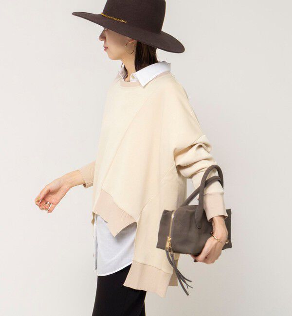 Rie Miller「《セットアップ対応》ウォッシャブルソフトダンボール変形プルオーバ」|Tシャツ・カットソー|ベージュ