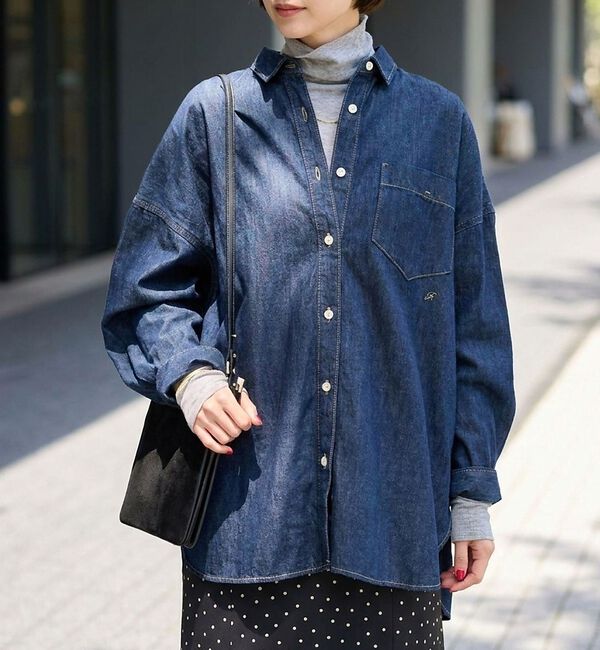 Rouge vif「【定番人気 / 2026AW】デニムオーバーサイズシャツ」|シャツ・ブラウス|ダークネイビー