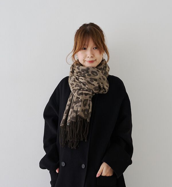 Rouge vif「【一部店舗限定】レオパードジャガードストール/マフラー」|メガネ|