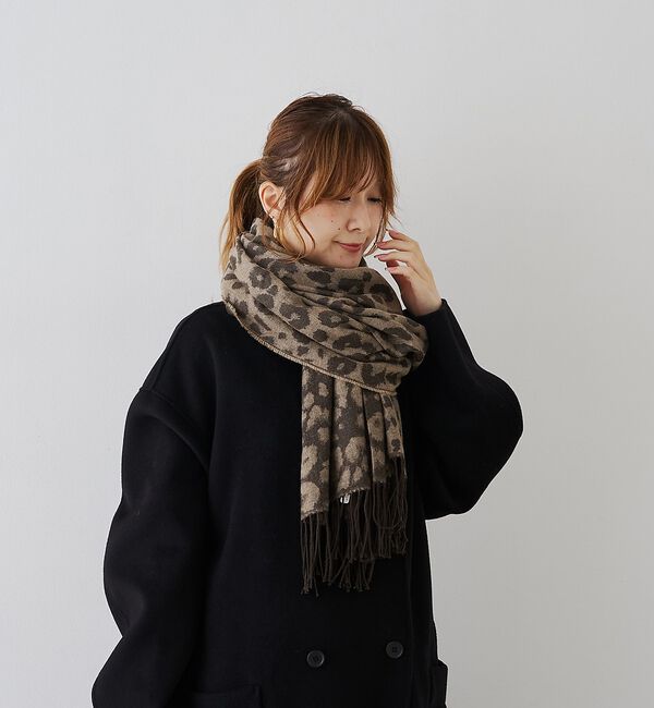 Rouge vif「【一部店舗限定】レオパードジャガードストール/マフラー」|メガネ|
