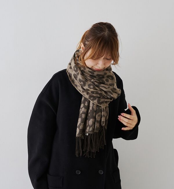 Rouge vif「【一部店舗限定】レオパードジャガードストール/マフラー」|メガネ|