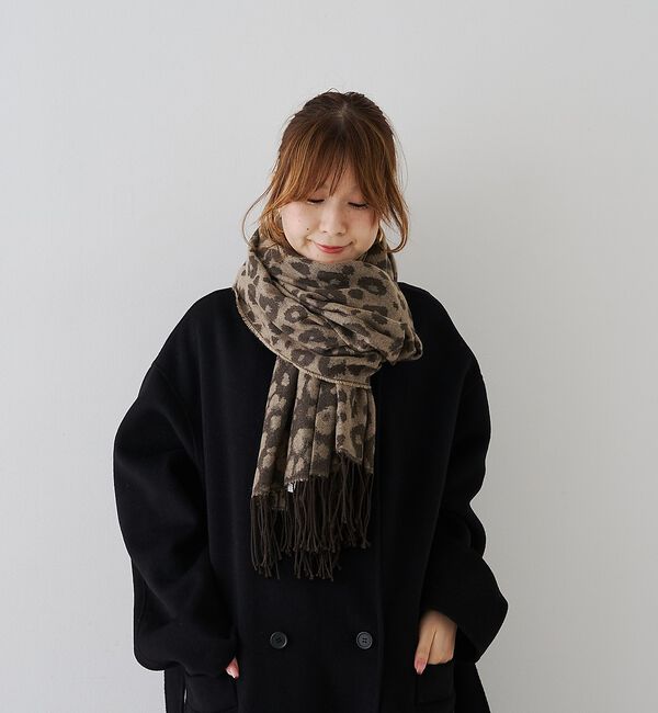 Rouge vif「【一部店舗限定】レオパードジャガードストール/マフラー」|メガネ|