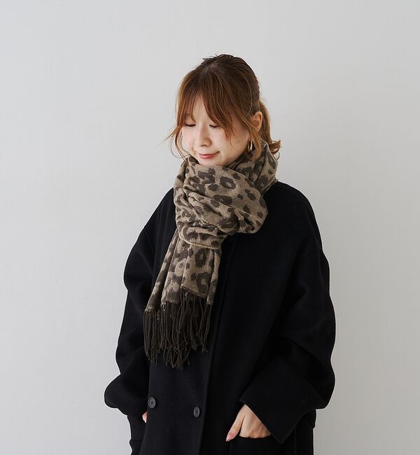 Rouge vif「【一部店舗限定】レオパードジャガードストール/マフラー」|メガネ|