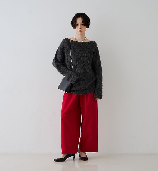 Rouge vif「【撥水加工】アシメトリーストレッチツイルタックコクーンパンツ【予約】」|その他|