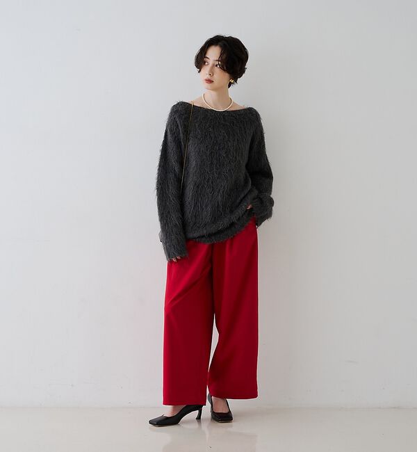 Rouge vif「【撥水加工】アシメトリーストレッチツイルタックコクーンパンツ【予約】」|その他|