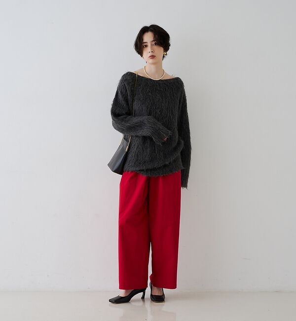 Rouge vif「【撥水加工】アシメトリーストレッチツイルタックコクーンパンツ【予約】」|その他|