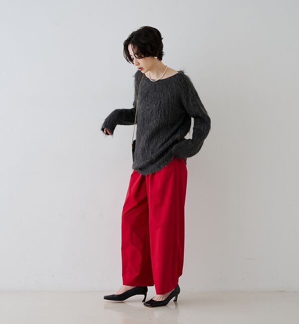 Rouge vif「【撥水加工】アシメトリーストレッチツイルタックコクーンパンツ【予約】」|その他|