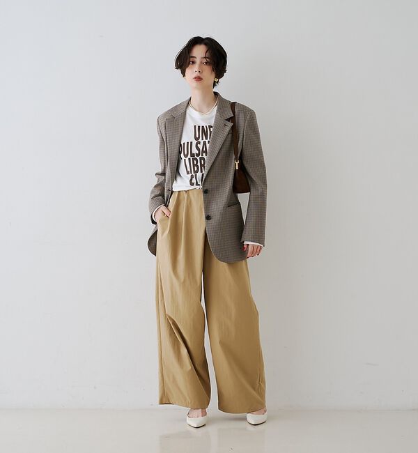 Rouge vif「【撥水加工】アシメトリーストレッチツイルタックコクーンパンツ【予約】」|その他|