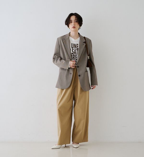 Rouge vif「【撥水加工】アシメトリーストレッチツイルタックコクーンパンツ【予約】」|その他|