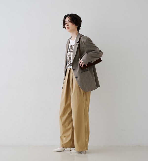 Rouge vif「【撥水加工】アシメトリーストレッチツイルタックコクーンパンツ【予約】」|その他|