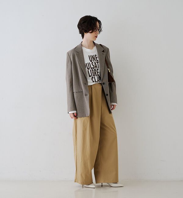 Rouge vif「【撥水加工】アシメトリーストレッチツイルタックコクーンパンツ【予約】」|その他|
